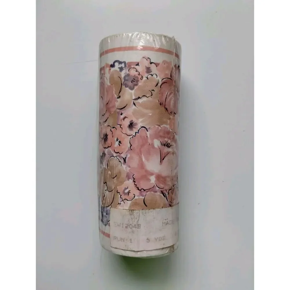 Floral Pattern Wallpaper Border EW1204B - 5 yds - Pink Brown Orange Flowers